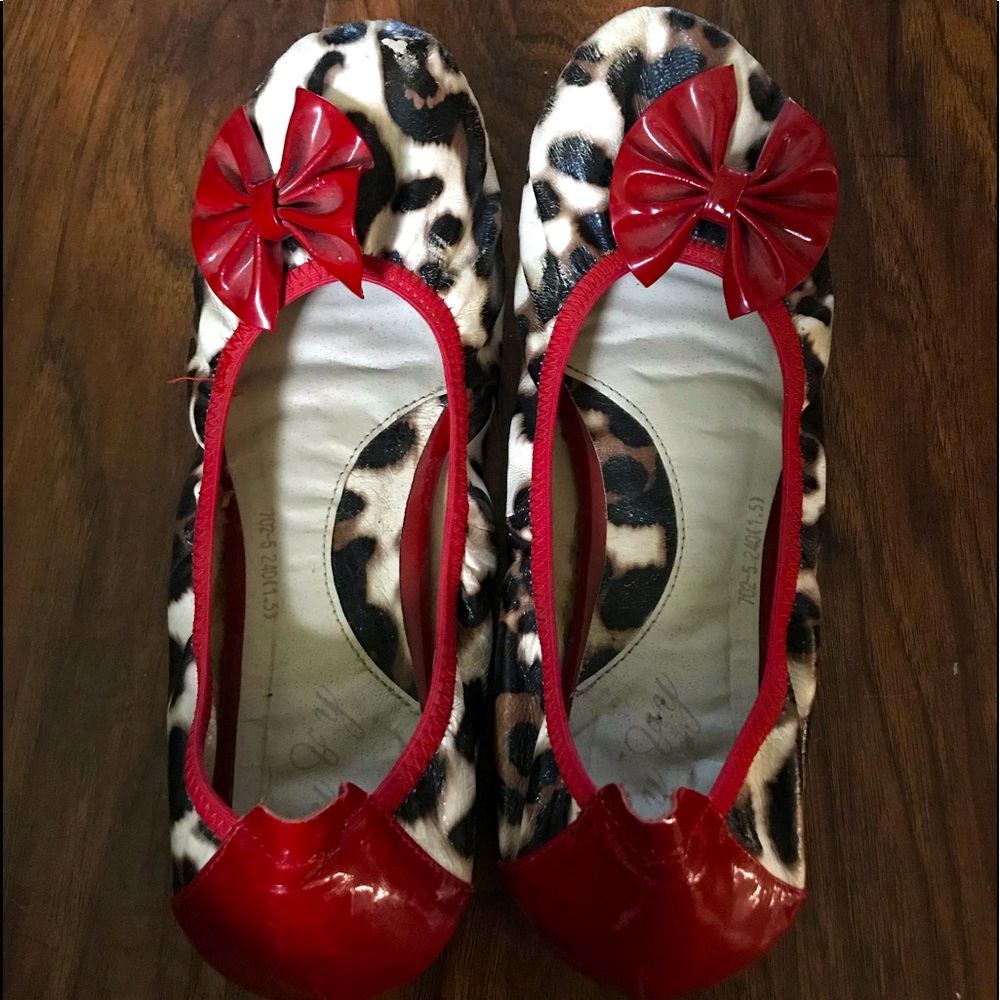 Red and Leopard print flats